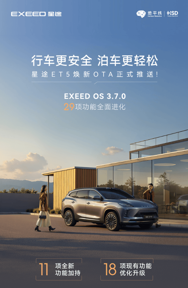 30项功能进化星途ET5OTAEXEEDOS370推送行车更安全泊车更轻松