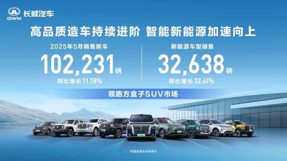 致力高品质造车 长城汽车5月销售新车1022万辆 同比增长1178%(图1)