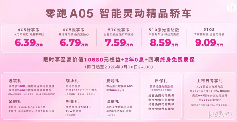 零跑A05上市售639万元起(图1)